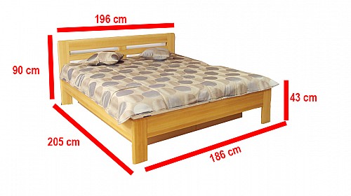Masivní manželská postel EMILY 180 x 200 cm vč. roštu a ÚP