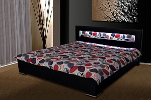 Velká manželská postel NAOMI 180x200 cm s LED osvětlením